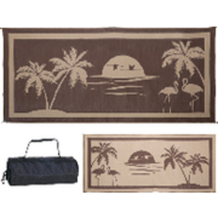 MINGS MARK Reversible Mat; Brown/Beige; Tropical Oasis; 8Ft x 18Ft TO8187
